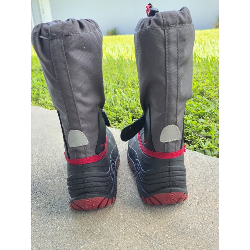 Kamik Kids Waterproof Snow Boots Black Red Trim Size 3 Winter Mid-Calf - Picture 4 of 6